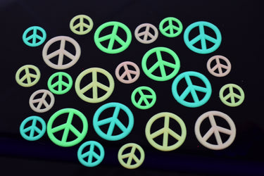 25 Piece Glow in the Dark Multicolor Peace Signs Wall Ceiling Decor